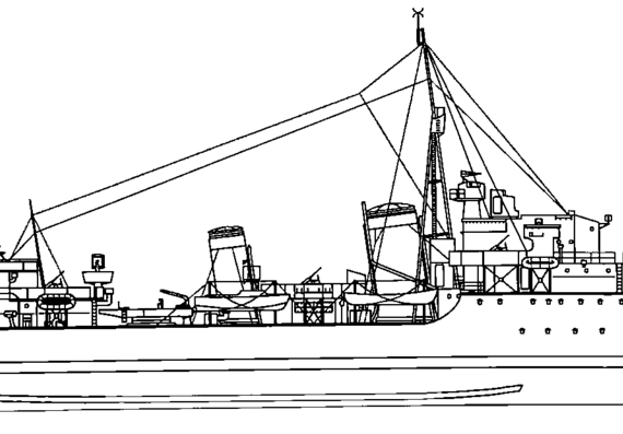 Эсминец HMS Iroquis 1942 [Destroyer] - чертежи, габариты, рисунки